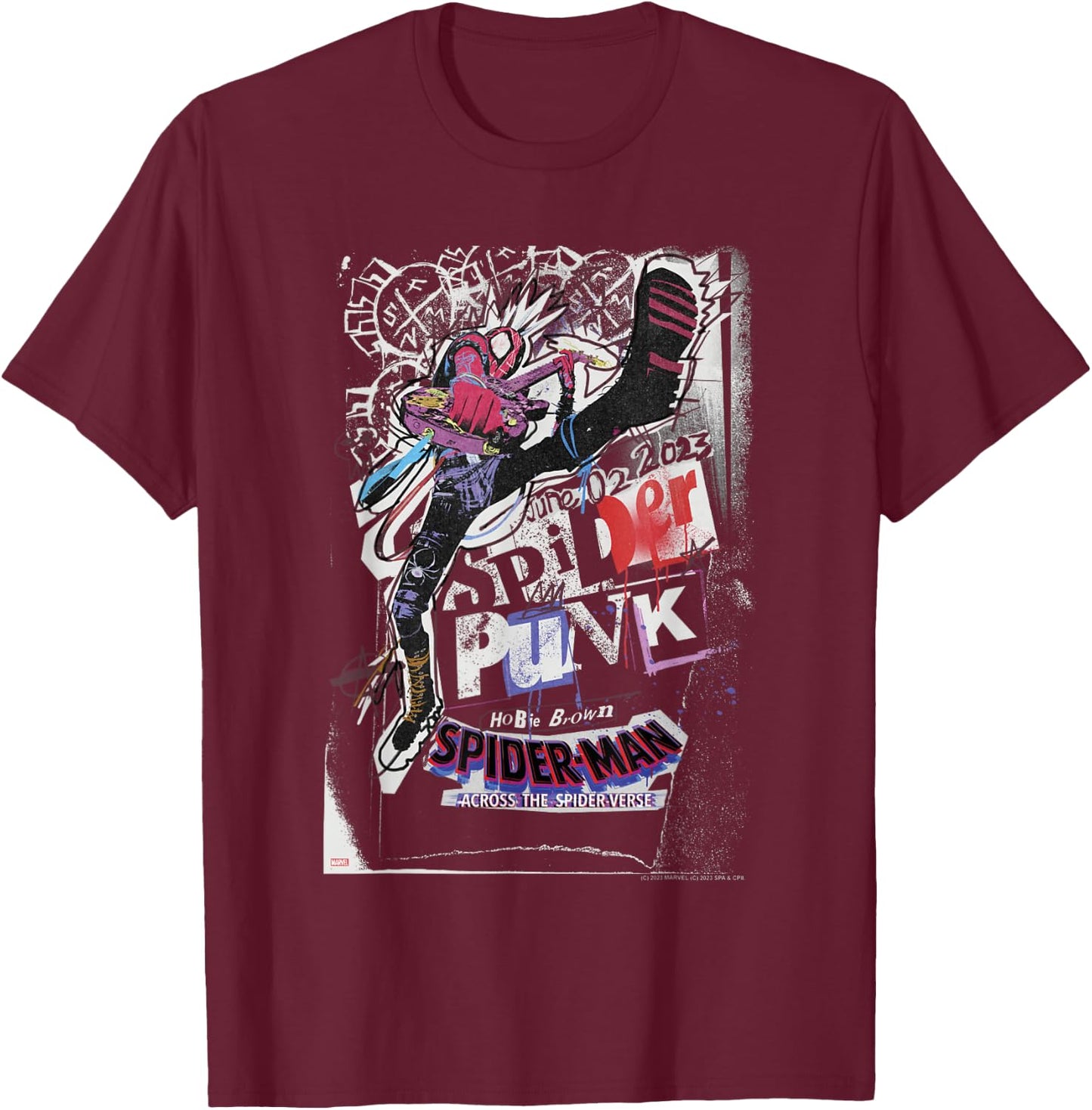 Marvel Spider-Man Across The Spider-Verse Part 1 Spider-Punk T-Shirt - T-Shirt | Maroon