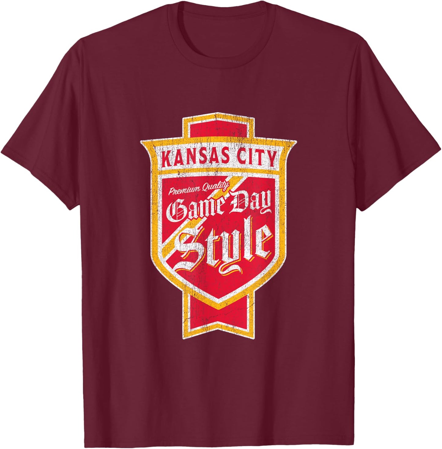 Faded Kansas City Beer Label - Cowtown City Pride T-Shirt - T-Shirt | Maroon