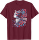 Floral Cat - Red White and Blue 4th of July Patriotic Women Kids Men T-Shirt - T-Shirt | Maroon