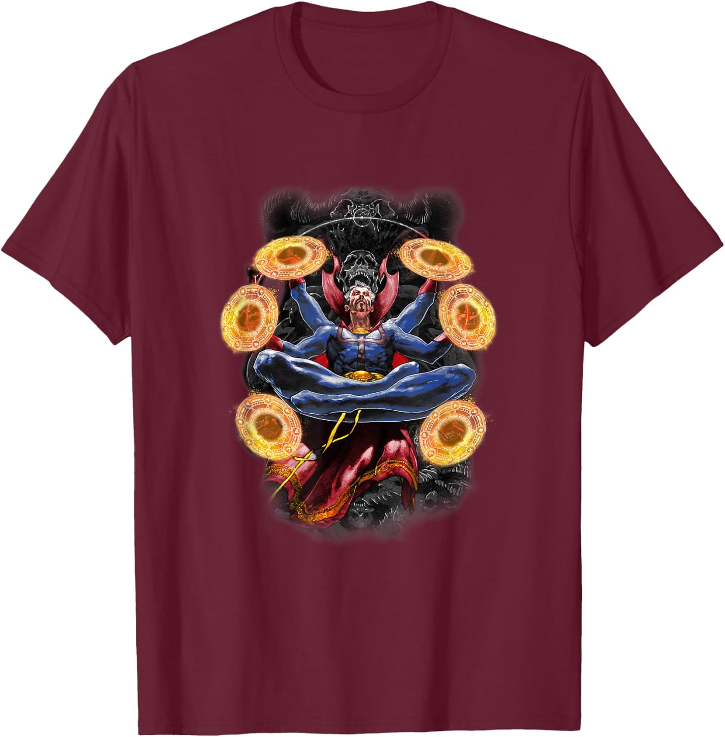 Marvel Comics Retro Classic Dr. Strange Dark Multi-Arms Epic T-Shirt - T-Shirt | Maroon