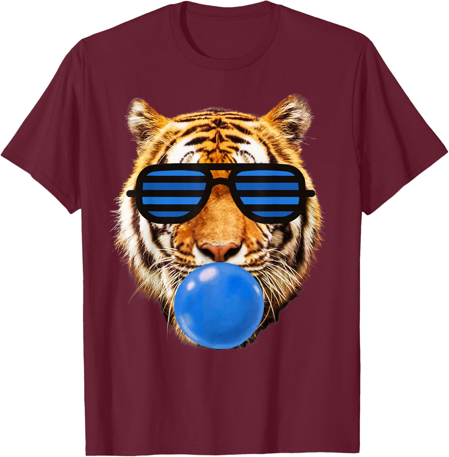 Blue Gum Tiger Stripe Cute Tiger face Women T-Shirt - T-Shirt | Maroon