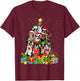 Funny Boston Terrier Dog Christmas Tree Lights Xmas Pajama Women Kids T-Shirt - T-Shirt | Maroon
