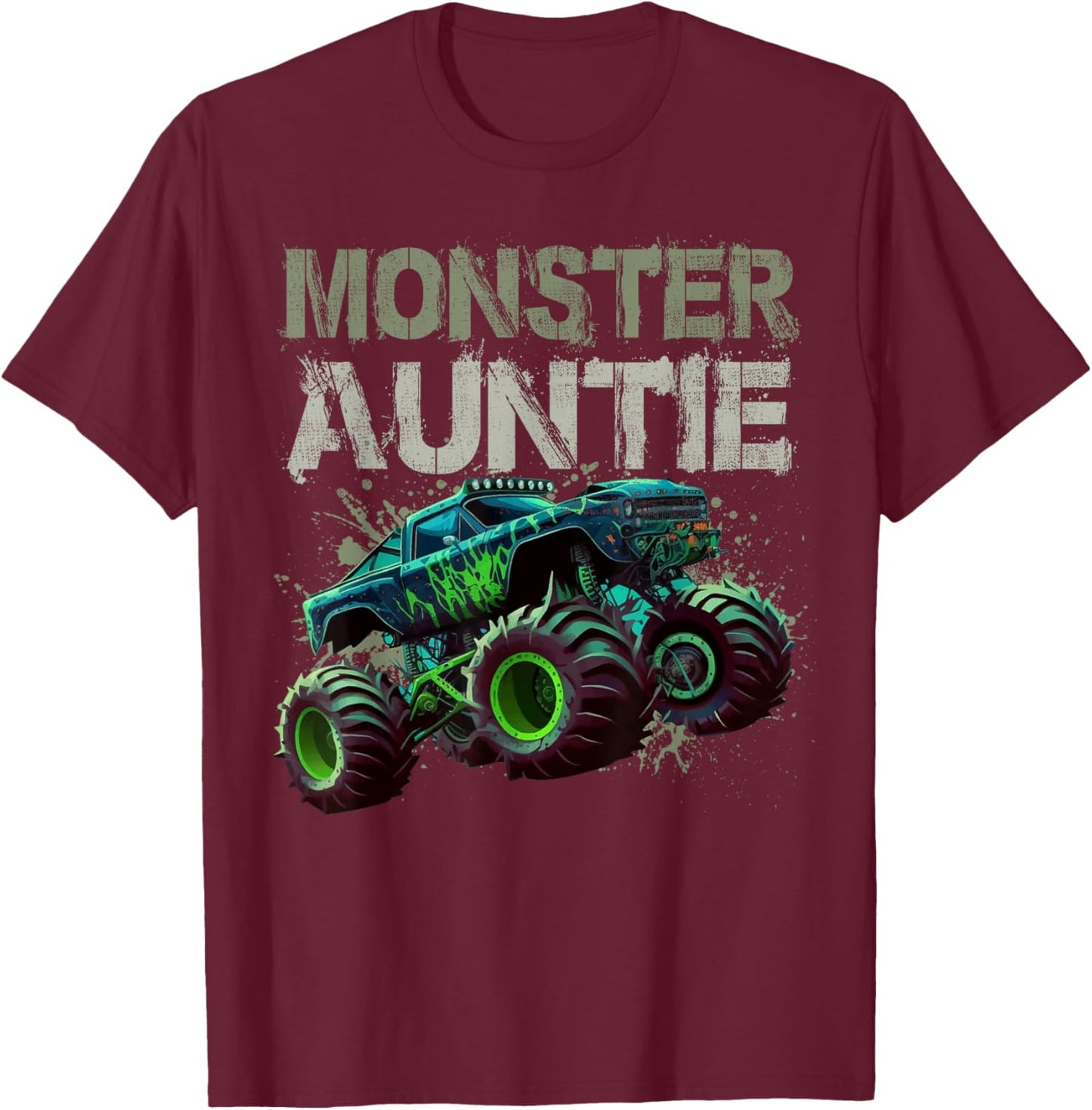 Monster Truck Auntie Family Matching Monster Truck Lovers T-Shirt - T-Shirt | Maroon