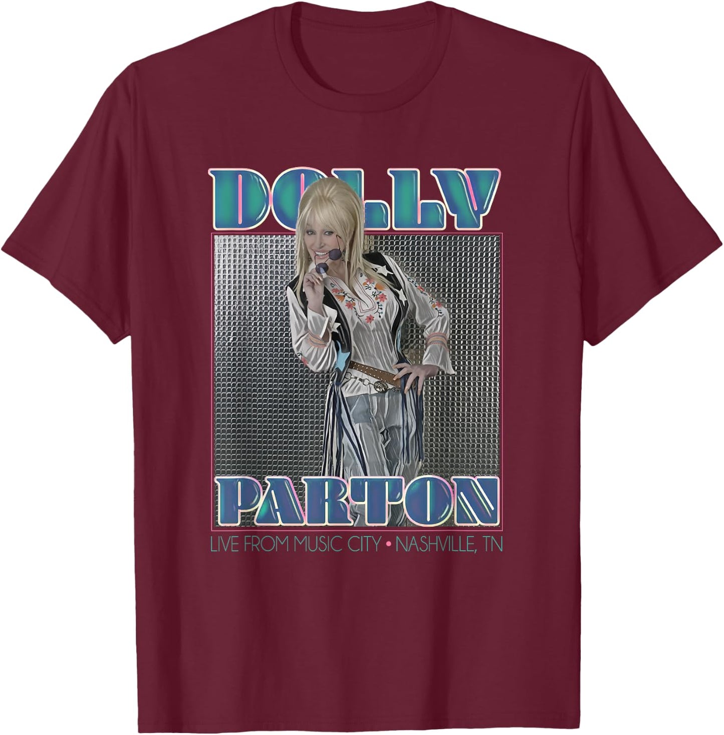 Dolly Parton Disco , Men's Black Short Sleeve Modern Letter Print , Small T-Shirt - T-Shirt | Maroon