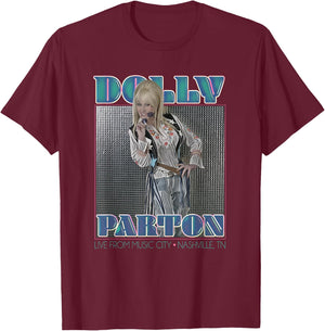 Dolly Parton Disco , Men's Black Short Sleeve Modern Letter Print , Small T-Shirt - T-Shirt | Maroon