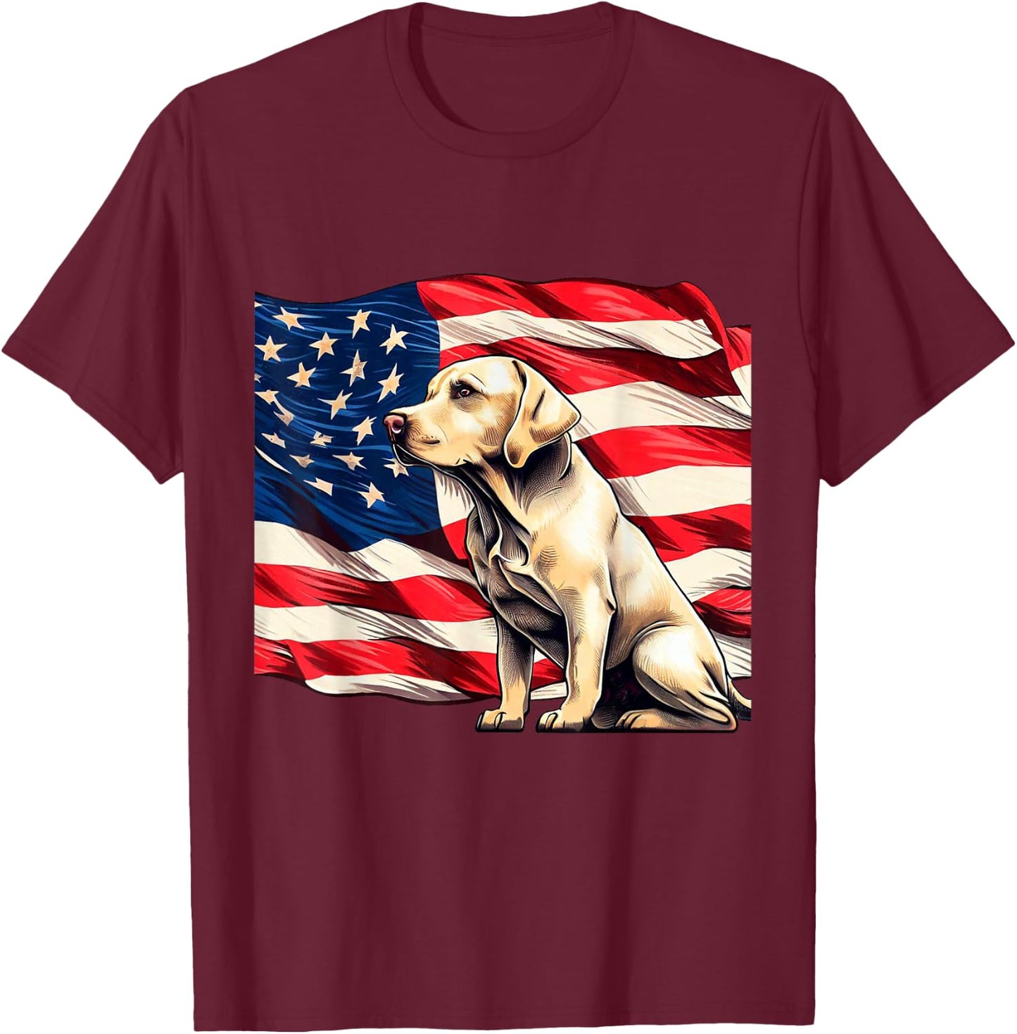 Patriotic Labrador American Flag T-Shirt - T-Shirt | Maroon