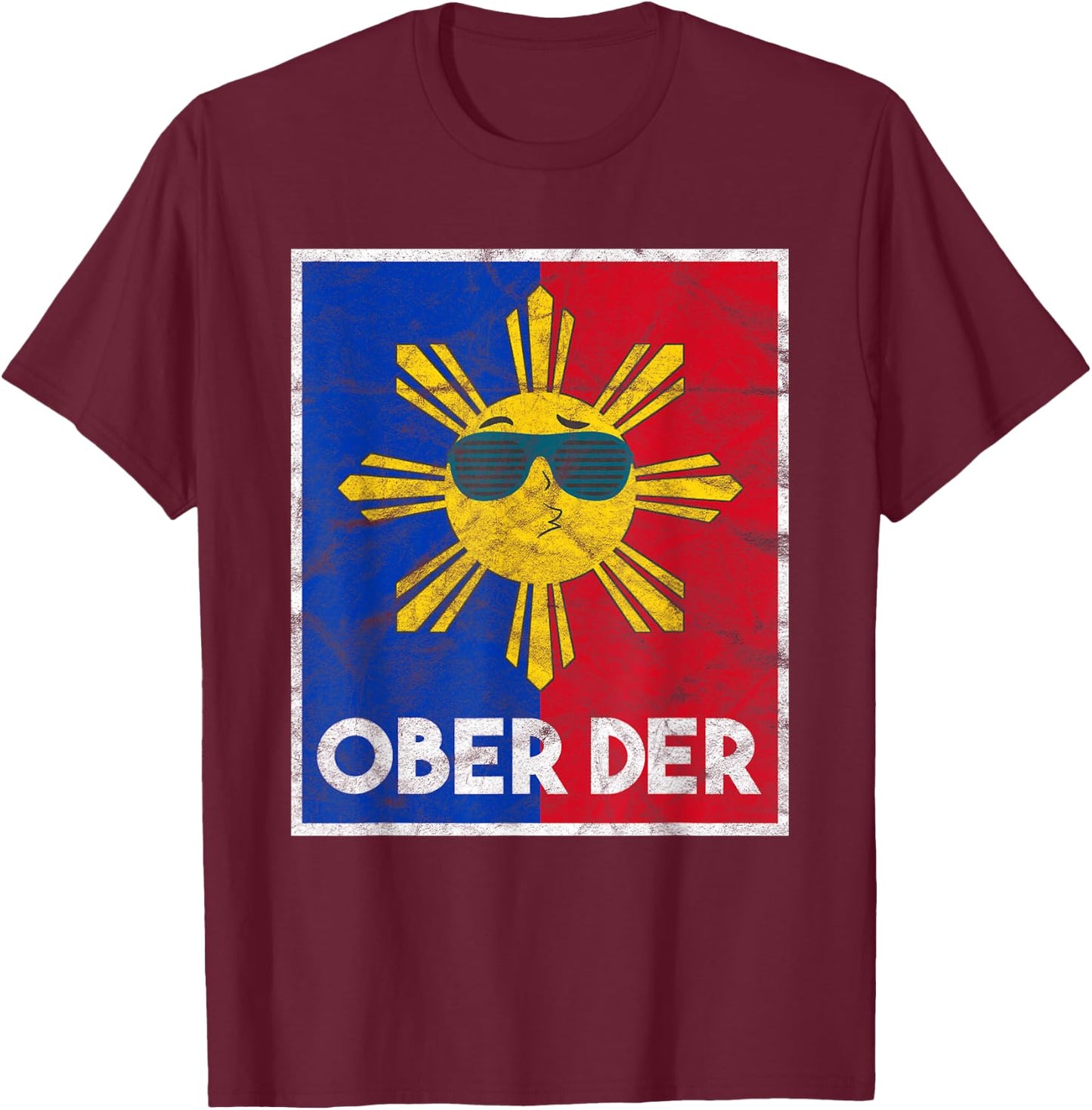 Philippines Filipina Pride Filipino Flag Ober Der Sun T-Shirt - T-Shirt | Maroon