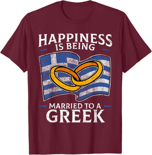 Greek Marriage Greece Married Heritage Flag Culture Roots T-Shirt - T-Shirt | Maroon