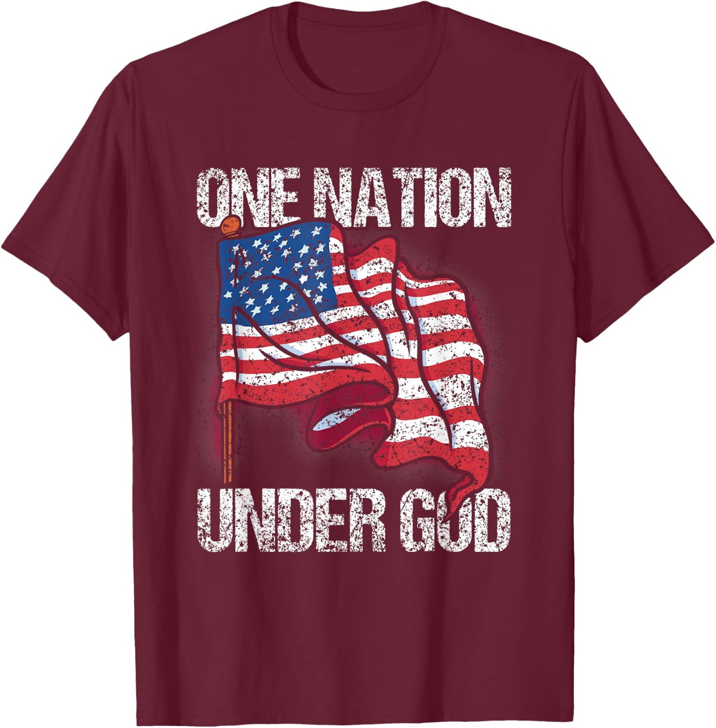 One Nation Under God American Usa Us America Patriotic Us T-Shirt - T-Shirt | Maroon