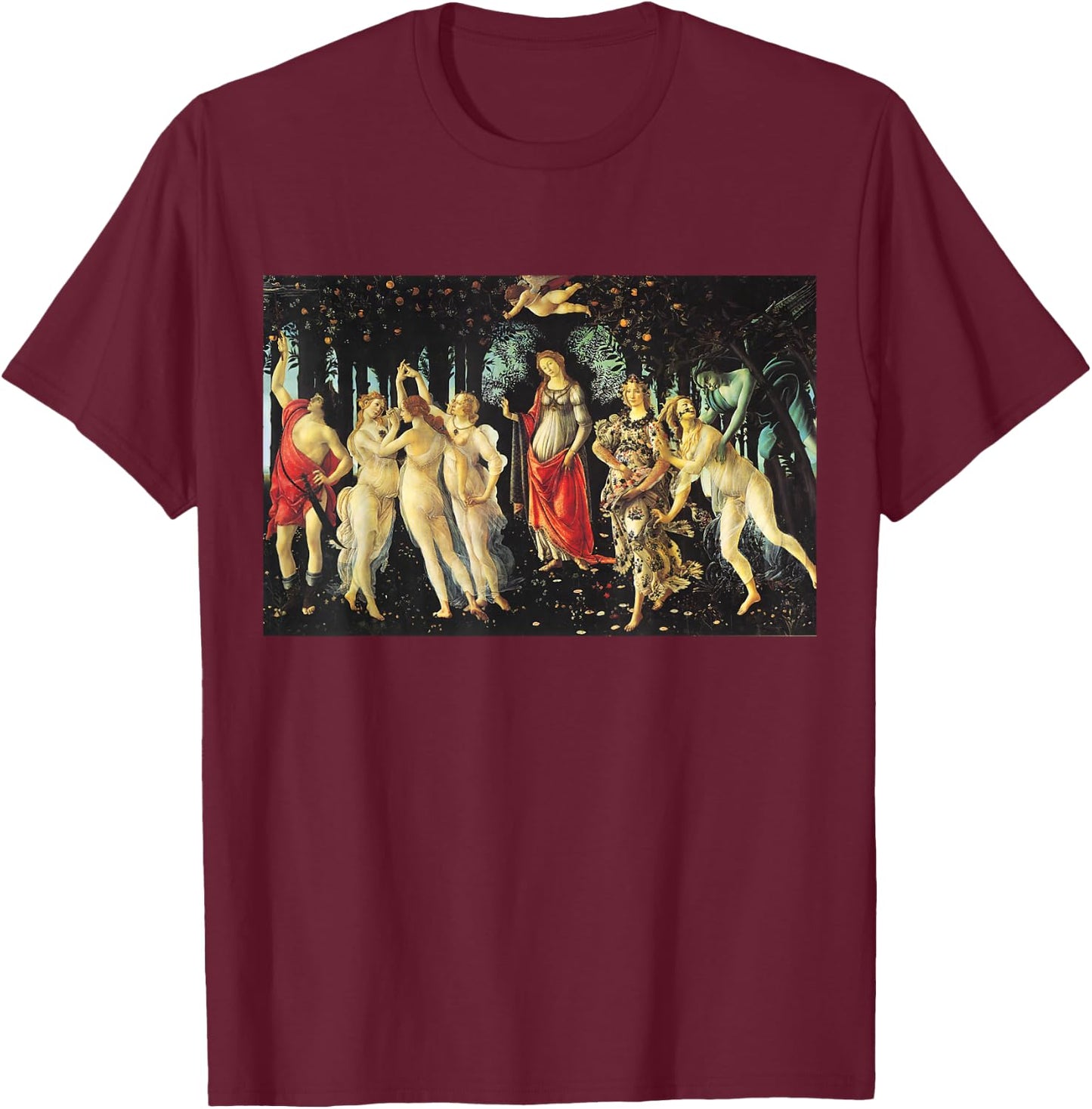 The Spring (Primavera) by Sandro Botticelli T-Shirt - T-Shirt | Maroon