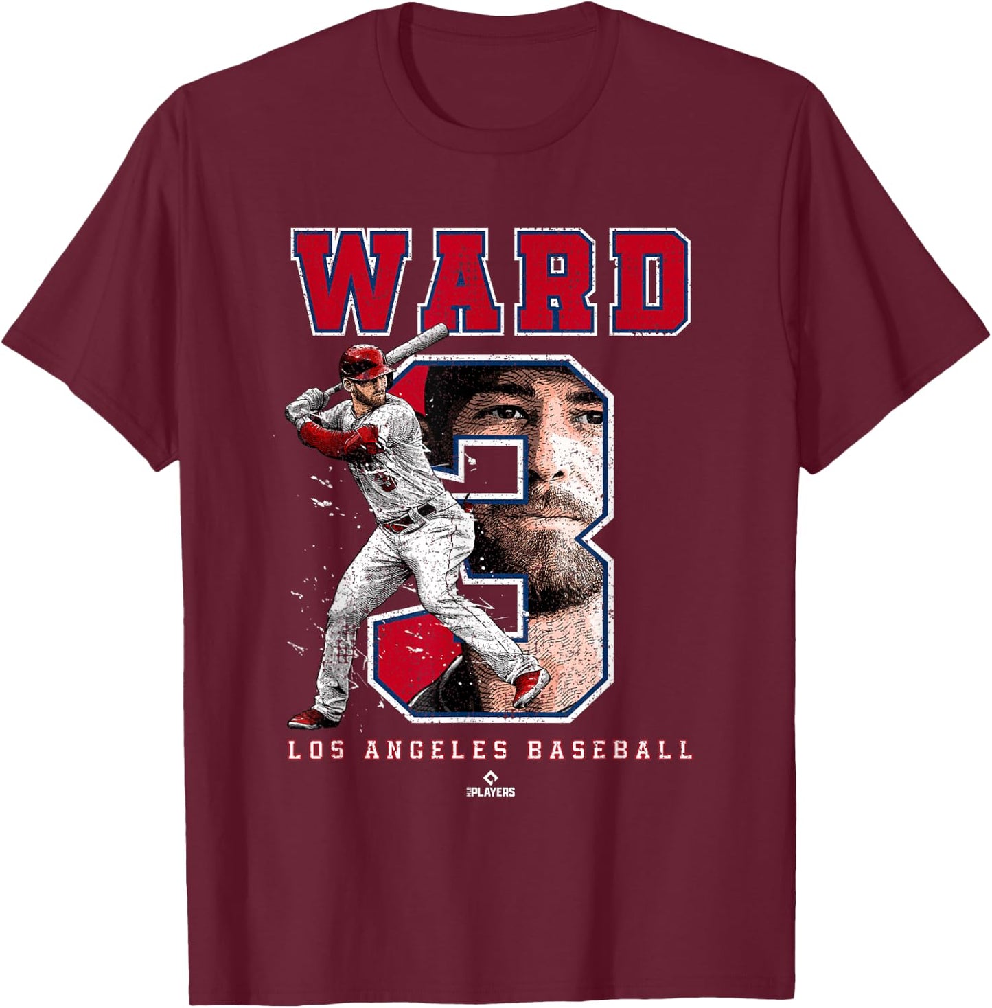 Number and Portrait Taylor Ward Los Angeles MLBPA T-Shirt - T-Shirt | Maroon
