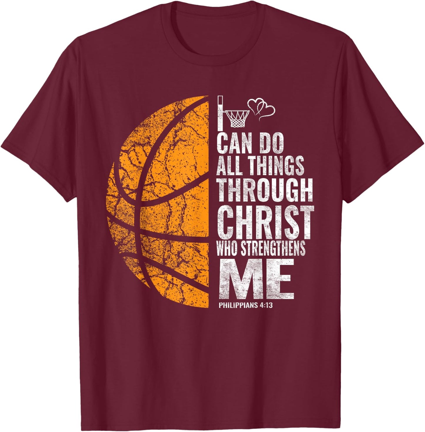 Christian Basketball Men Boys Kids Religious T-Shirt - T-Shirt | Maroon