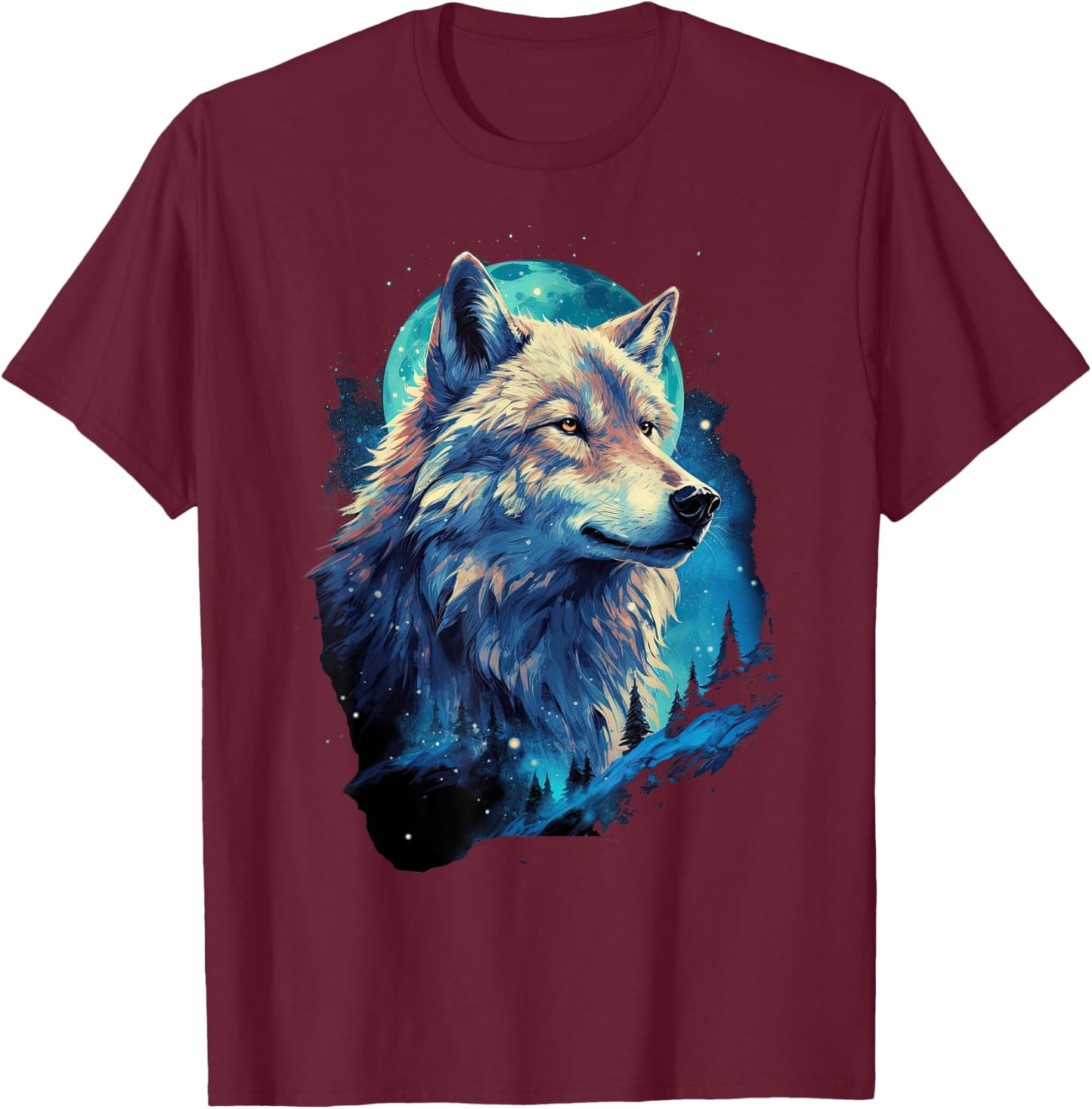 Wolf Moon Howling Lone Funny Wolves pack of wolves T-Shirt - T-Shirt | Maroon