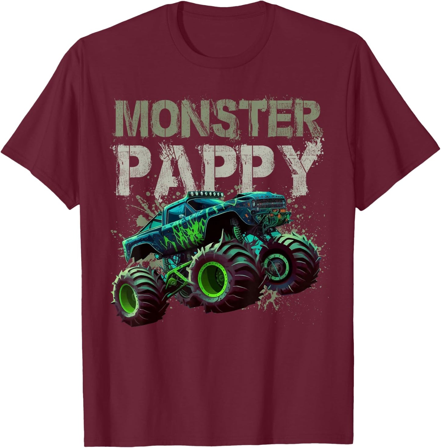 Monster Truck Pappy Family Matching Monster Truck Lovers T-Shirt - T-Shirt | Maroon