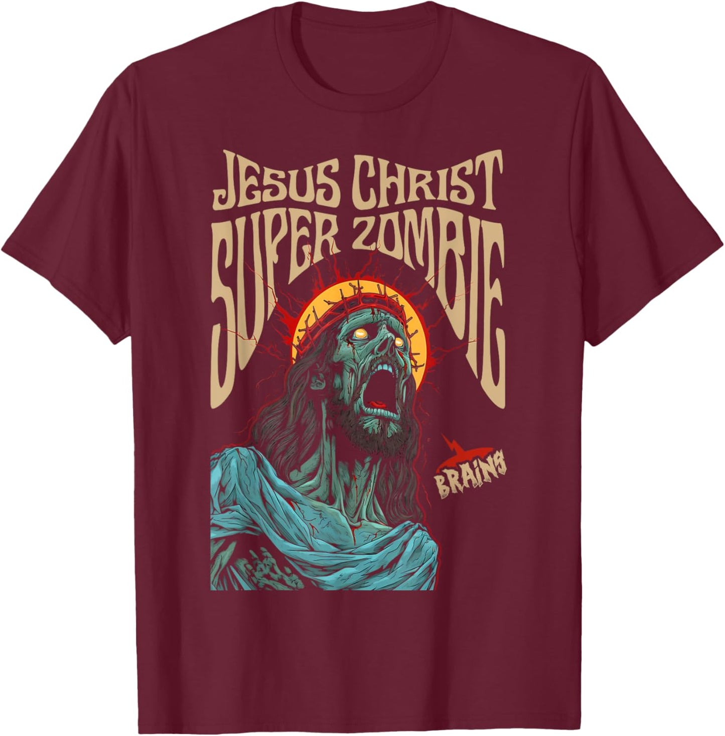 Jesus Christ Super Zombie T-Shirt - T-Shirt | Maroon