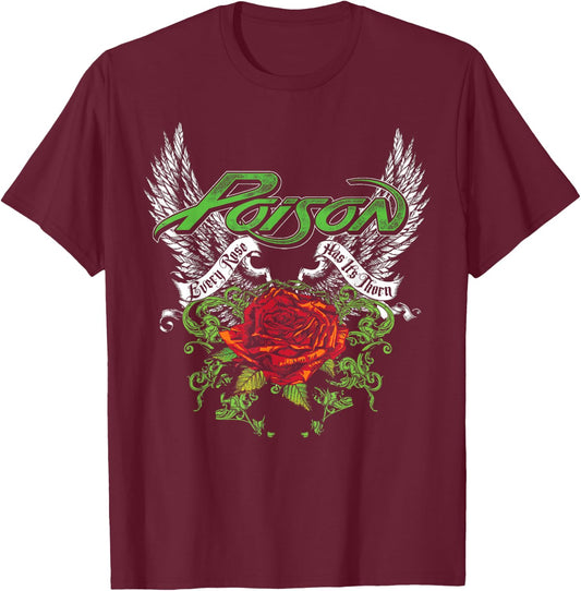 Poison - Thorns & Wings T-Shirt - T-Shirt | Maroon