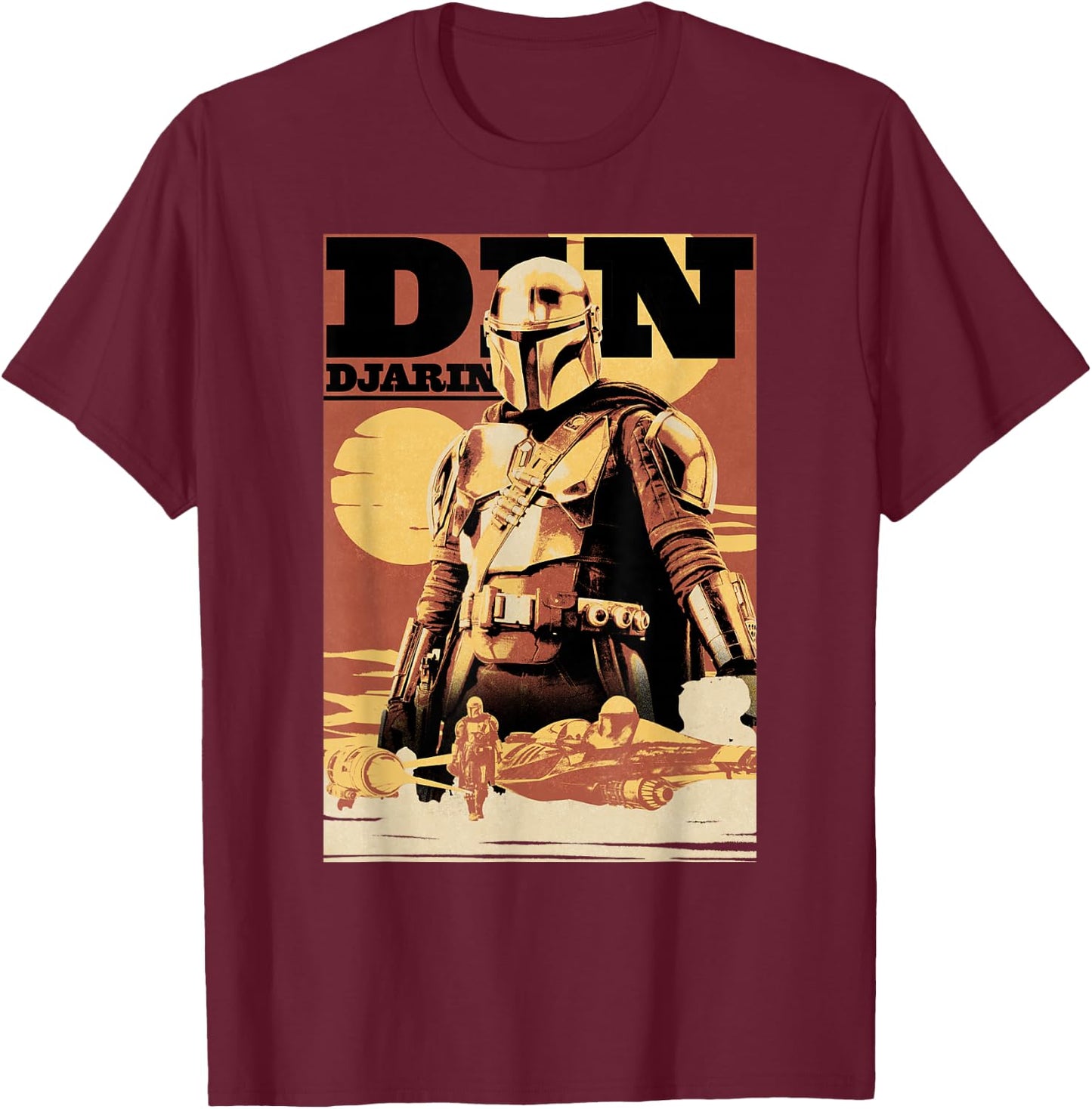 Star Wars The Book Of Boba Fett Din Djarin Tatooine T-Shirt - T-Shirt | Maroon
