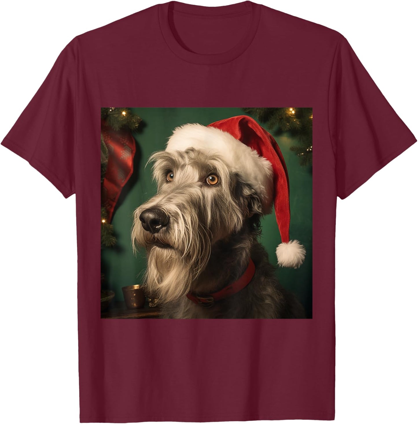 Christmas Irish Wolfhound - Irish Wolfhound Christmas T-Shirt - T-Shirt | Maroon