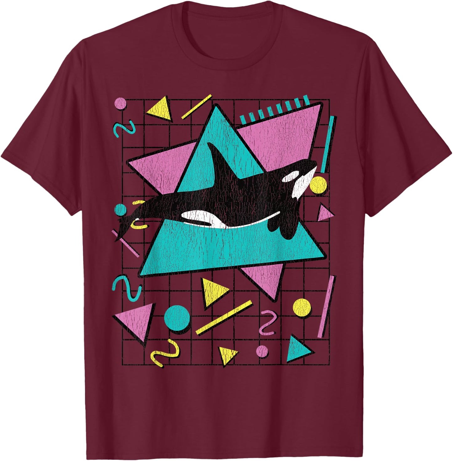 Orca Killer Whale Vintage 90s Retro 1990s Aesthetic Vibes T-Shirt - T-Shirt | Maroon