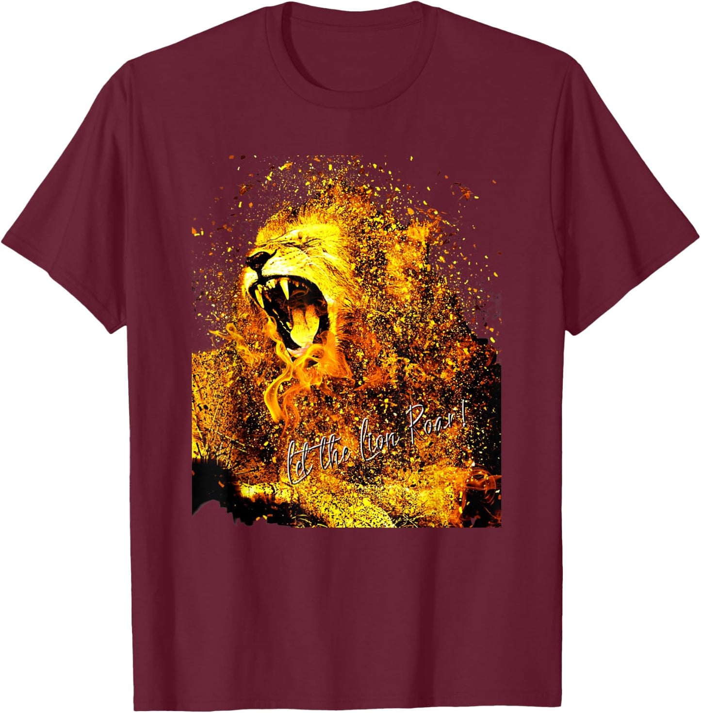 Let The Lion Roar! Christian Worship Gift T-Shirt - T-Shirt | Maroon