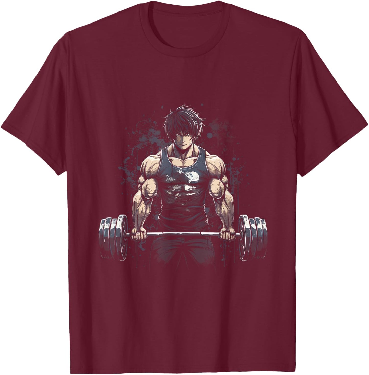 Anime Young Deadlift Fitness Motivation Strenght T-Shirt - T-Shirt | Maroon