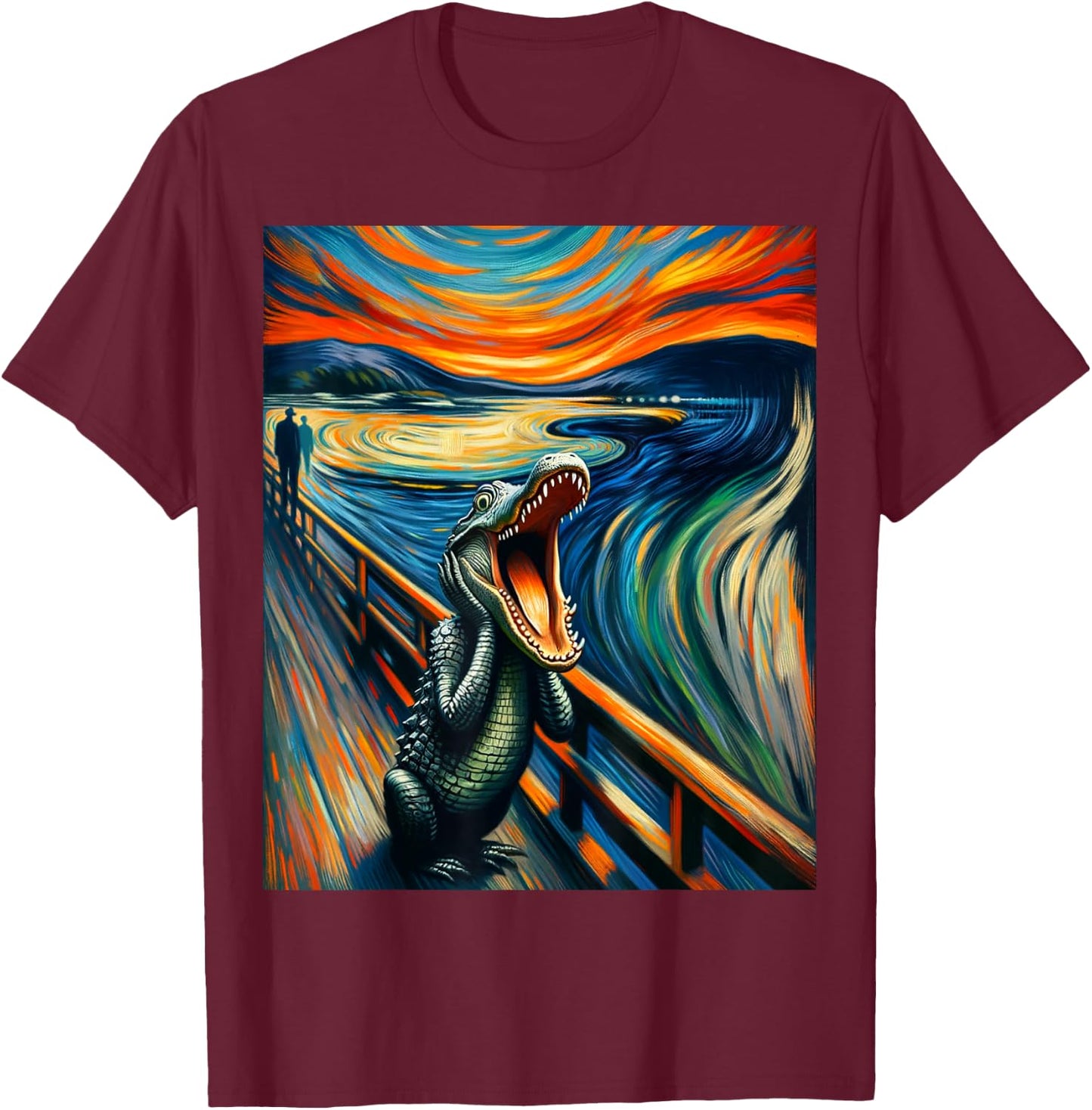 Expressionist Shirt for Alligator Lovers Artistic Alligator T-Shirt - T-Shirt | Maroon