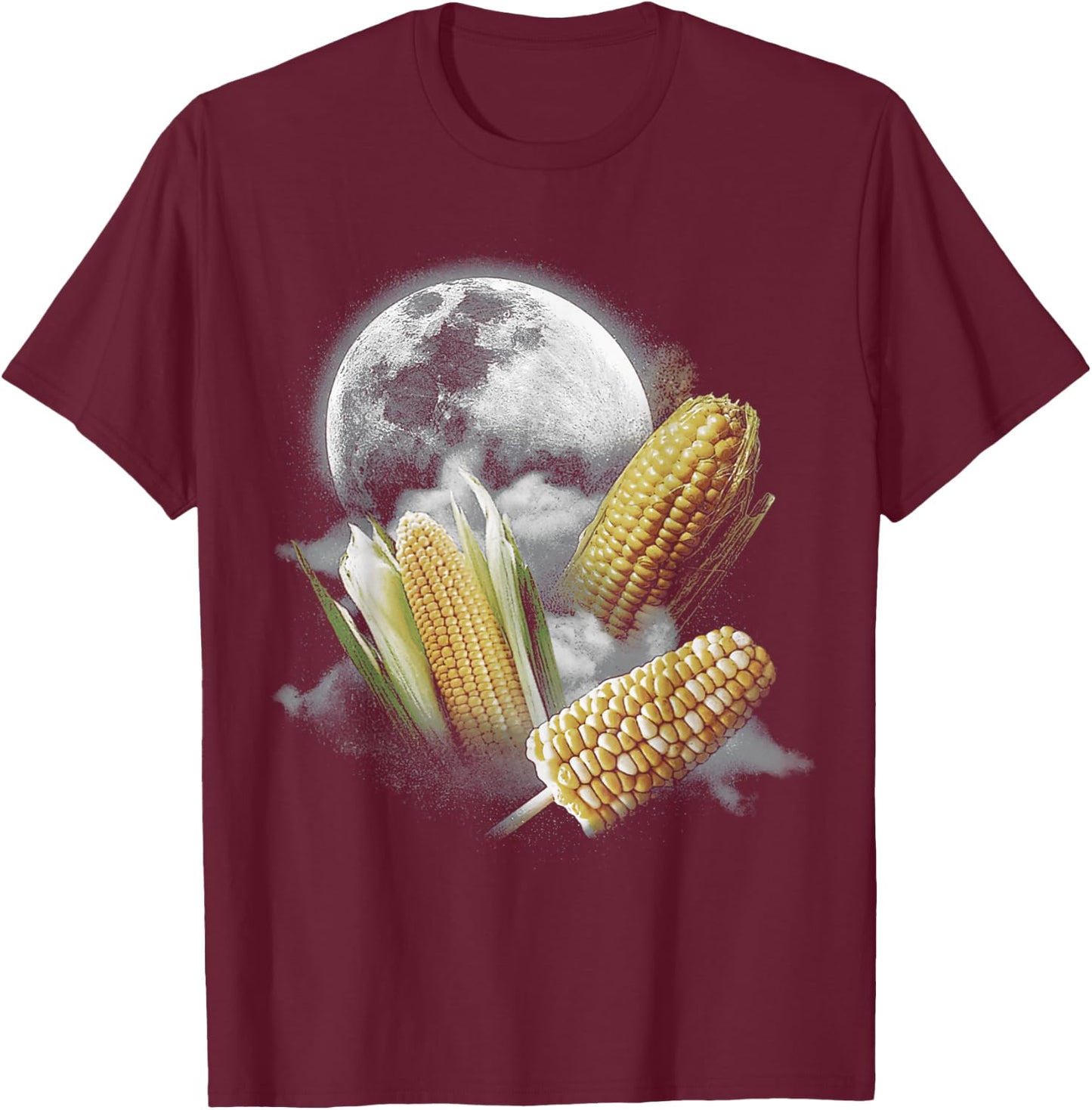 Corn At Moon 3 Wolfs Funny Wolves Parody T-Shirt - T-Shirt | Maroon
