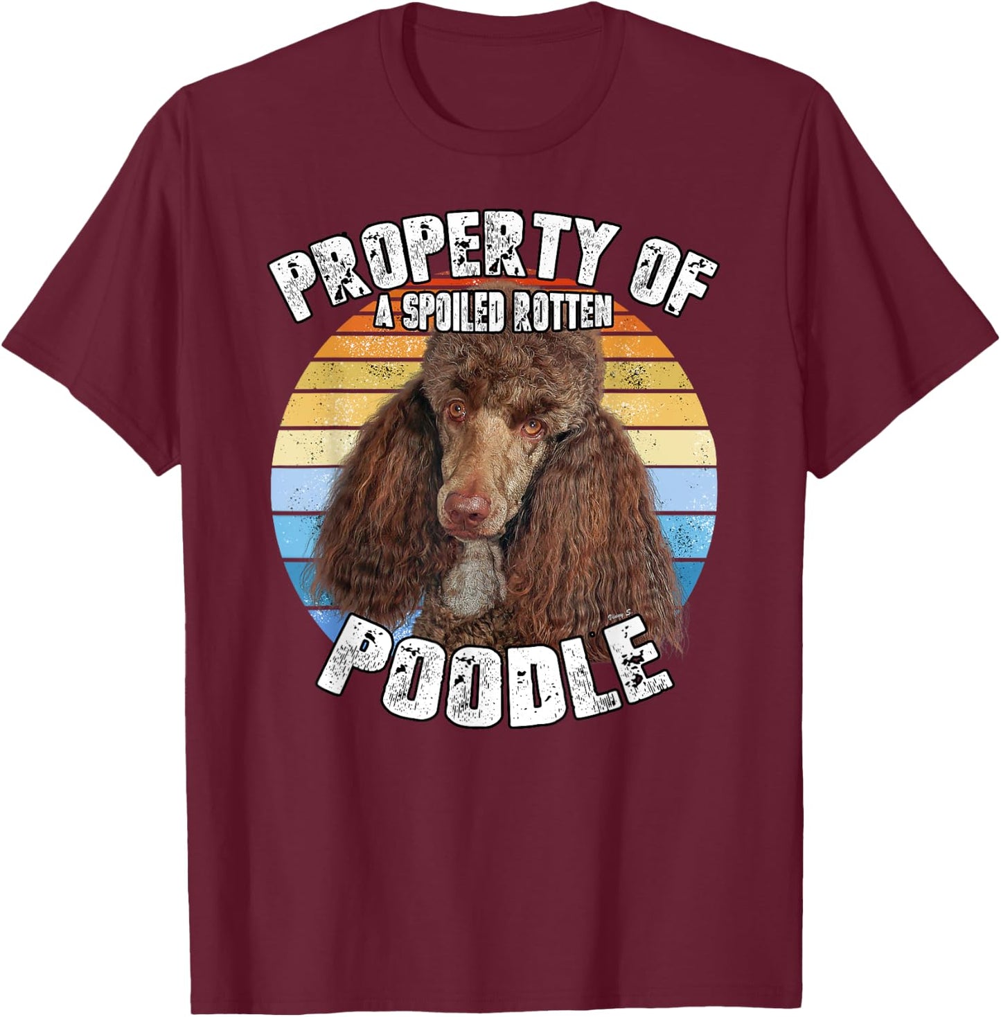 Poodle Brown Retro Property Of T-Shirt - T-Shirt | Maroon