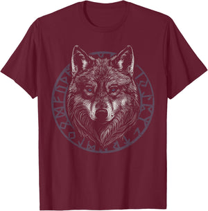 Wolf Viking Runes Nordic Celtic Wolf Lover T-Shirt - T-Shirt | Maroon
