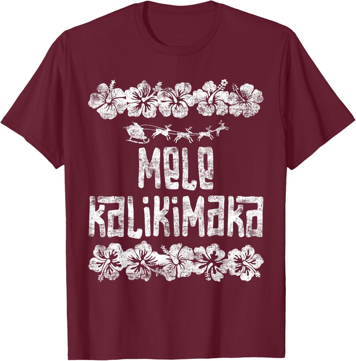 Mele Kalikimaka Hawaii Christmas Santa Beach Women Kids T-Shirt - T-Shirt | Maroon