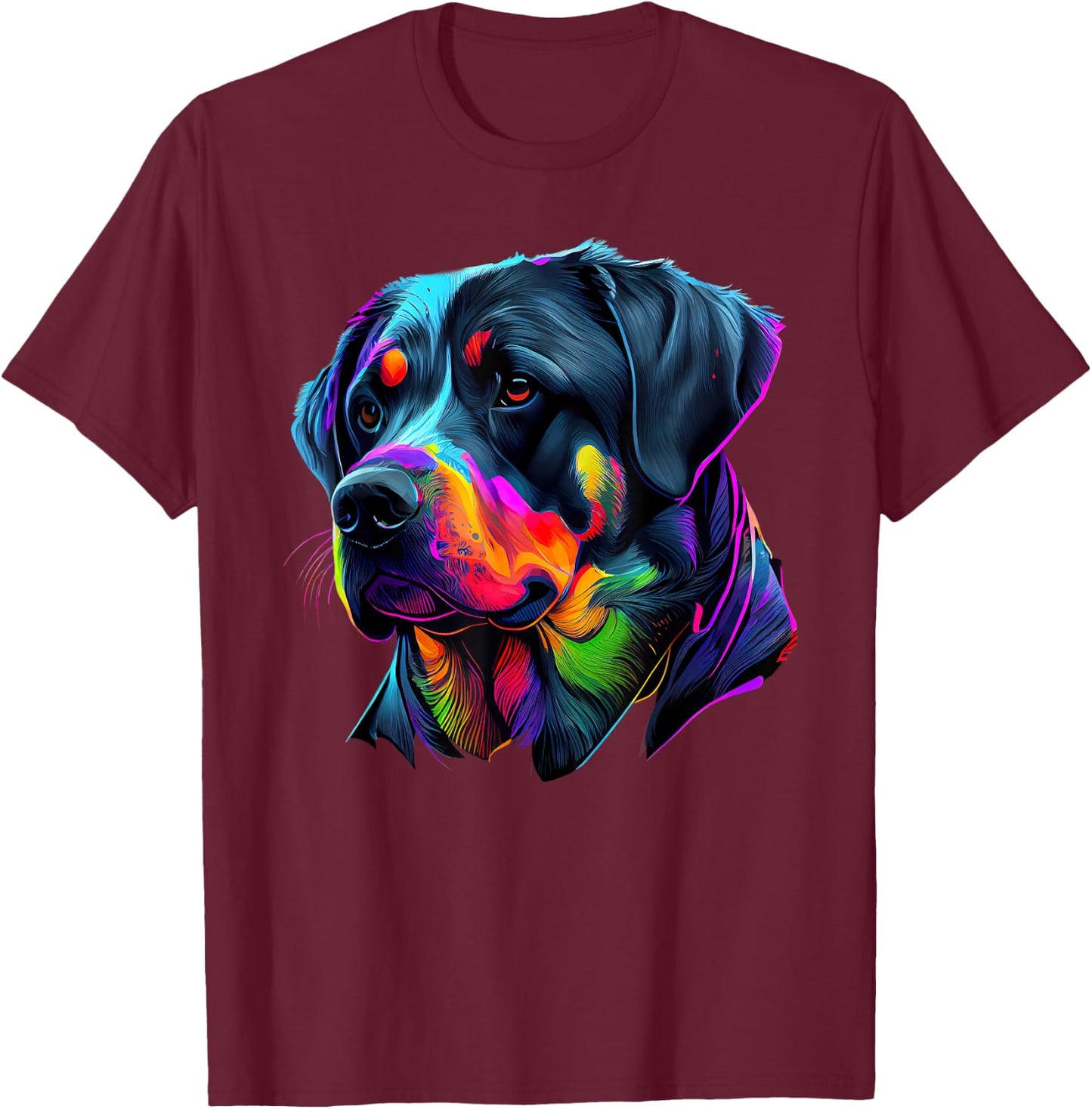 Rottweiler Pop Art Design Funny Rottweiler T-Shirt - T-Shirt | Maroon