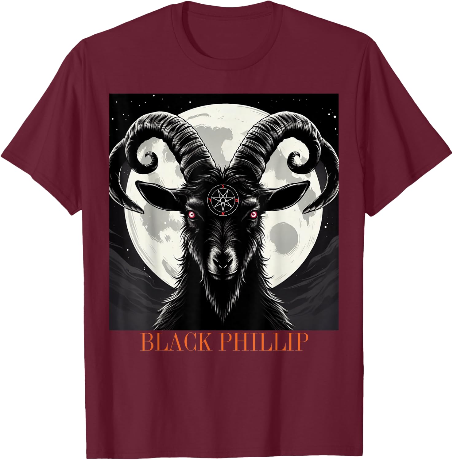 The Goat Baphomet Black Phillip T-Shirt - T-Shirt | Maroon