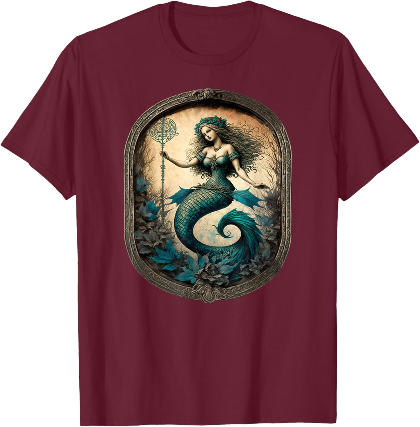 Gothic Mermaid Dark Mystical Fantasy Grunge Fairycore T-Shirt - T-Shirt | Maroon