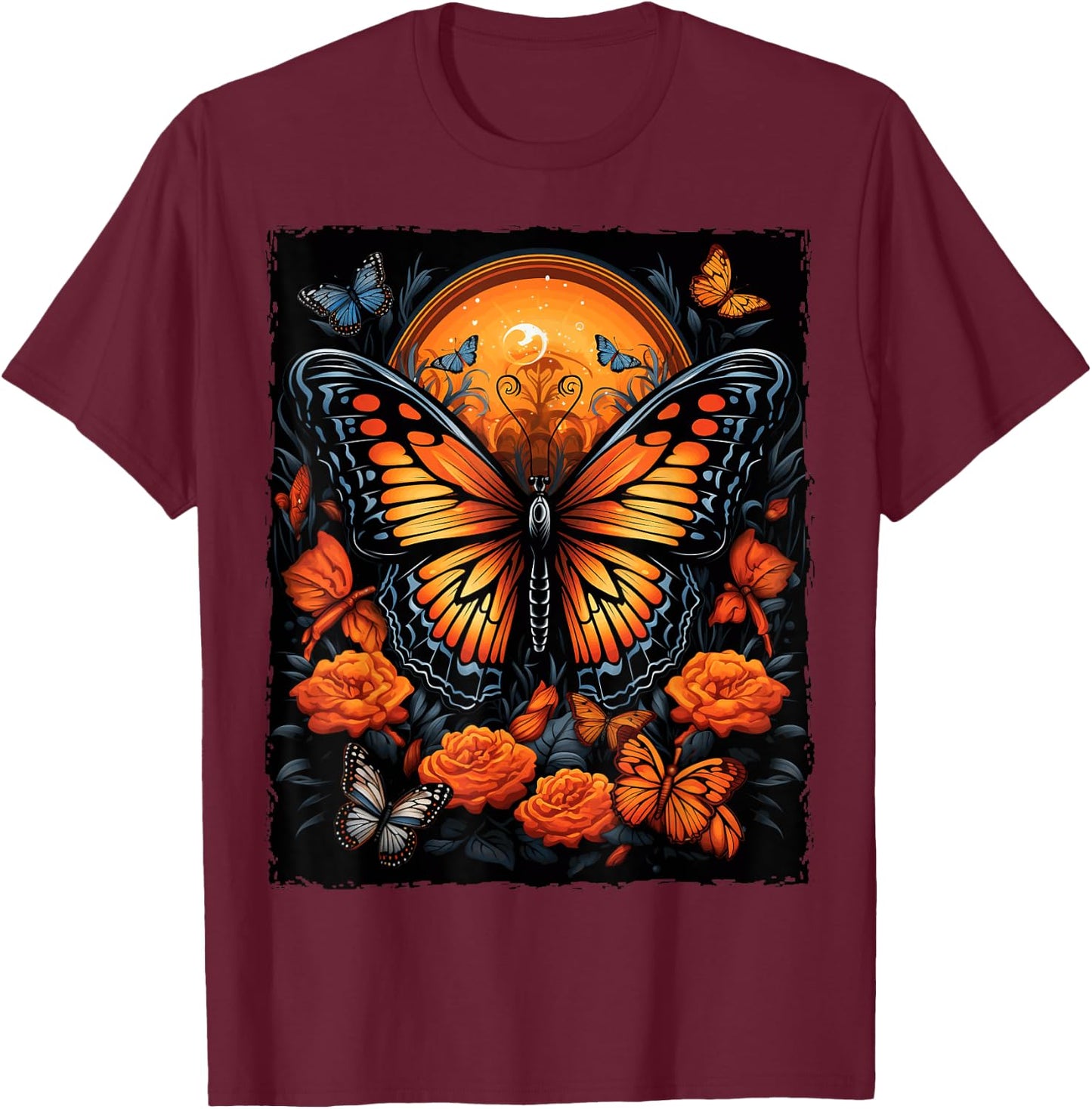 Monarch Butterfly Halloween T-Shirt - T-Shirt | Maroon