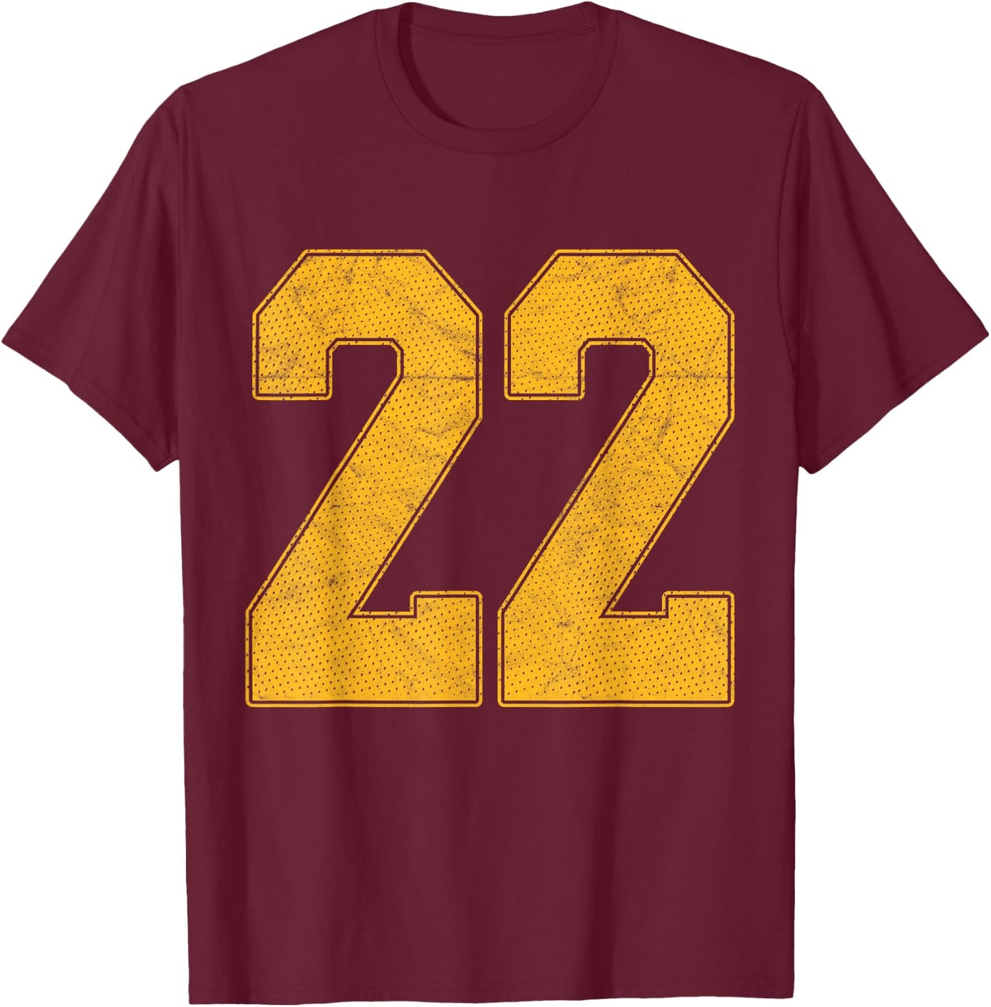 Number 22 Numbered Uniform Sports Team Jersey 22nd Birthday T-Shirt - T-Shirt | Maroon