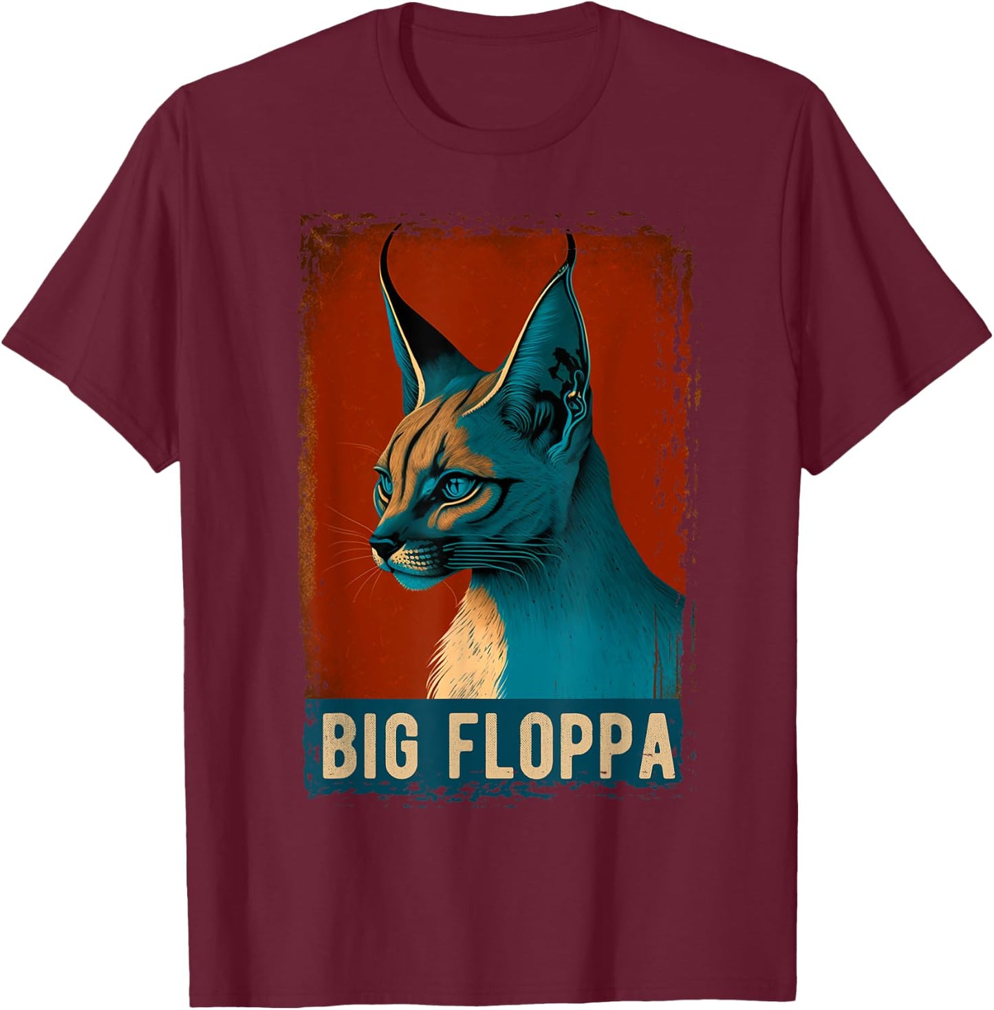 Big Floppa Shirt For Kids Meme Cute Caracal Cat Vintage T-Shirt - T-Shirt | Maroon