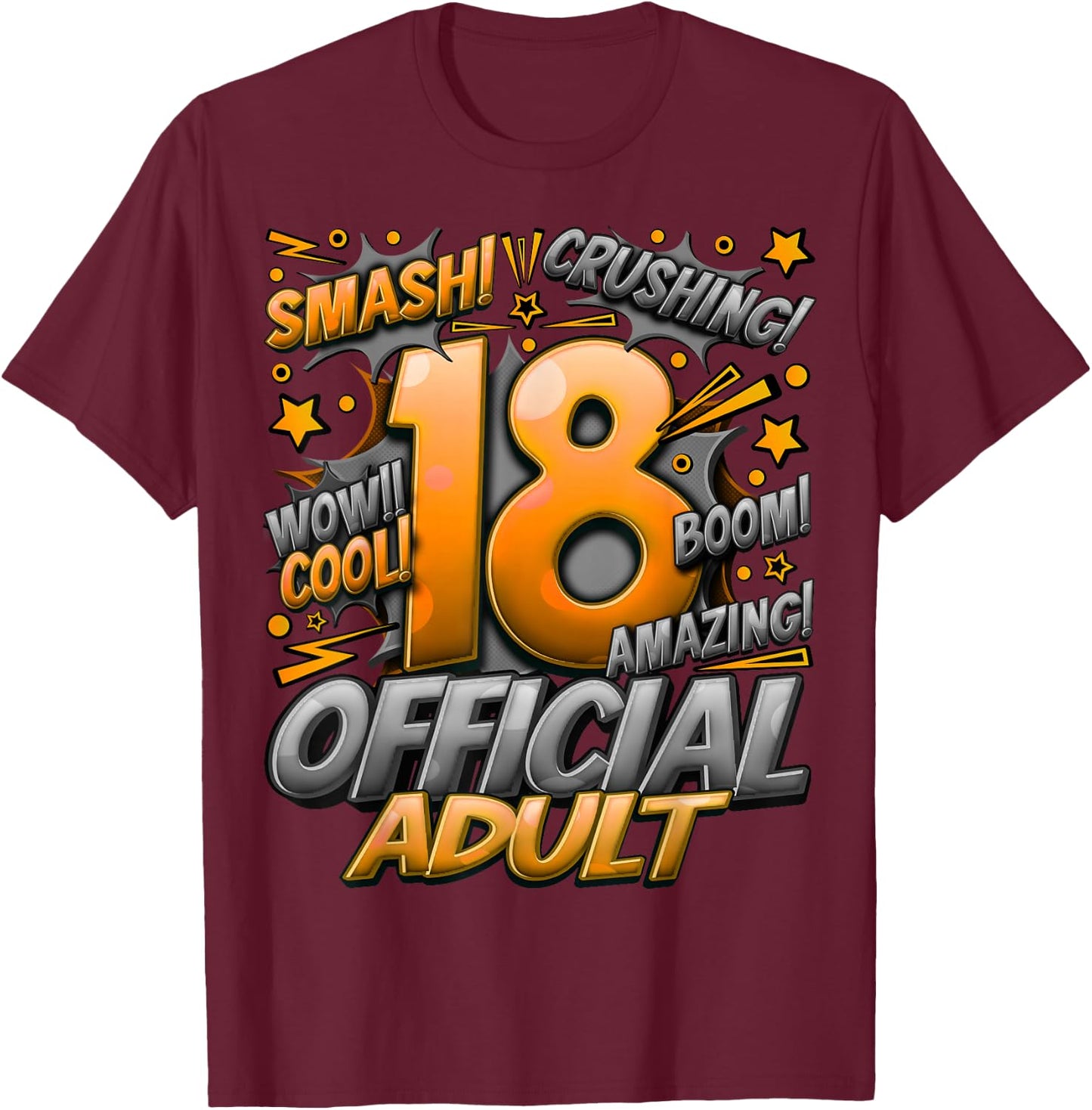 Official Adult 18th Birthday Comic Style Awesome Since 2005 T-Shirt - T-Shirt | Maroon
