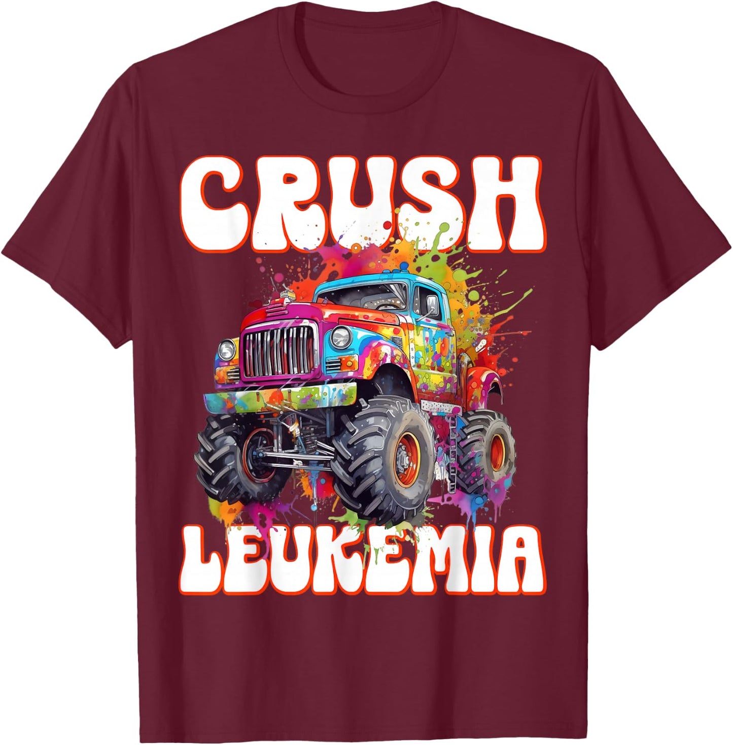 Crush Leukemia Awareness Cure Blood Cancer Fighter Kids T-Shirt - T-Shirt | Maroon