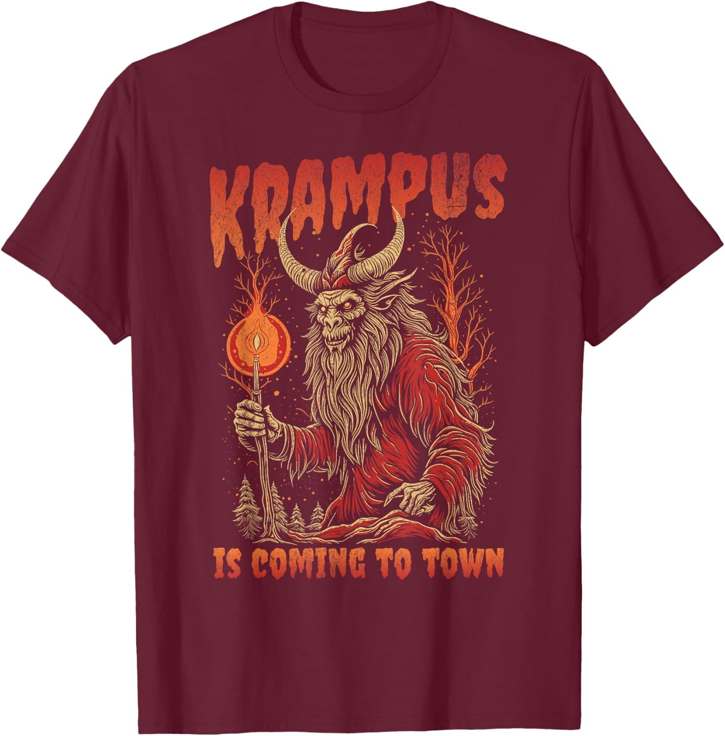 Christmas Krampus Is Coming Hail Santa Funny Xmas Clothing T-Shirt - T-Shirt | Maroon