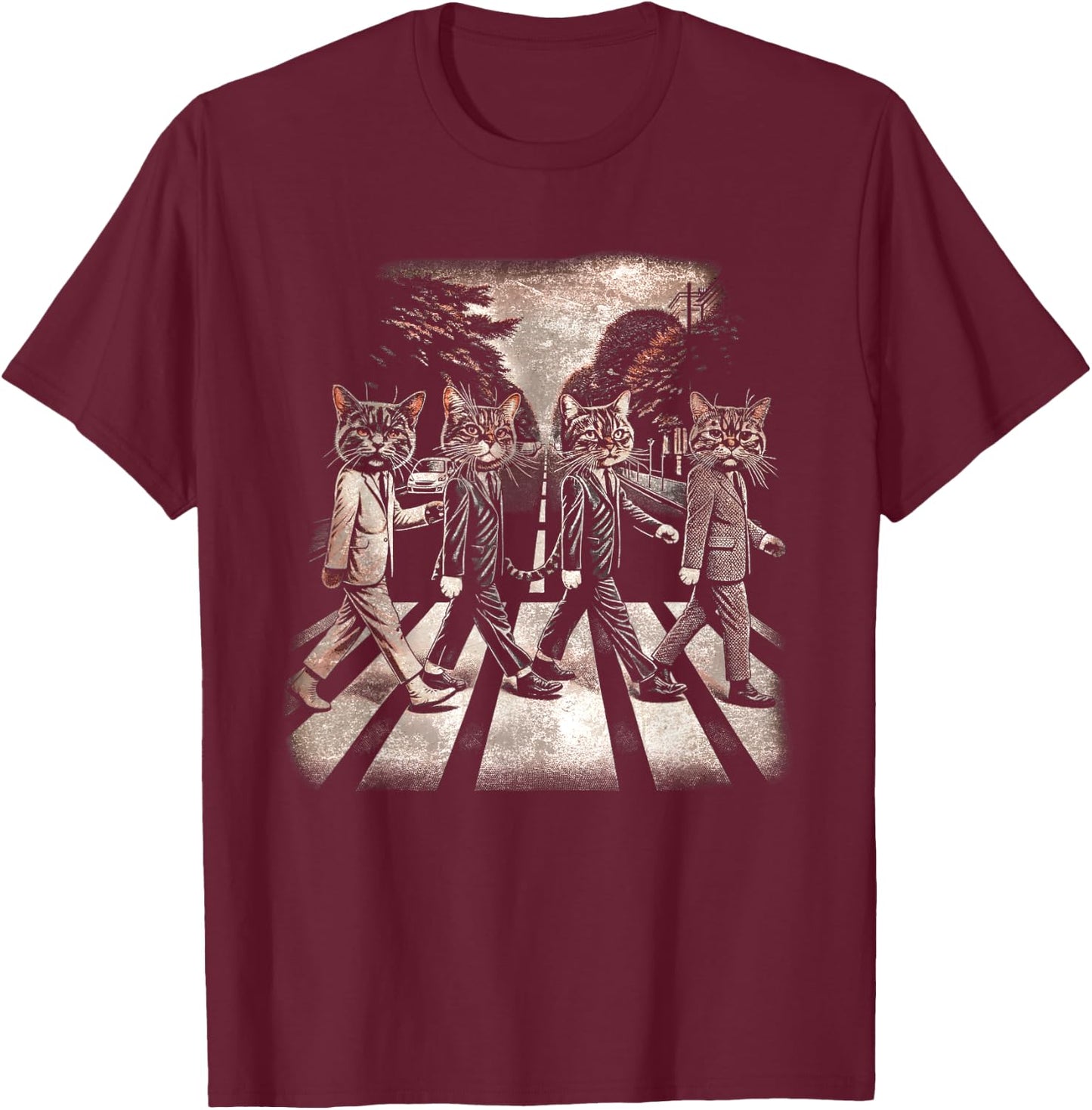Classic Cats Music Band Vintage Retro Heavy Meowtal Musician T-Shirt - T-Shirt | Maroon
