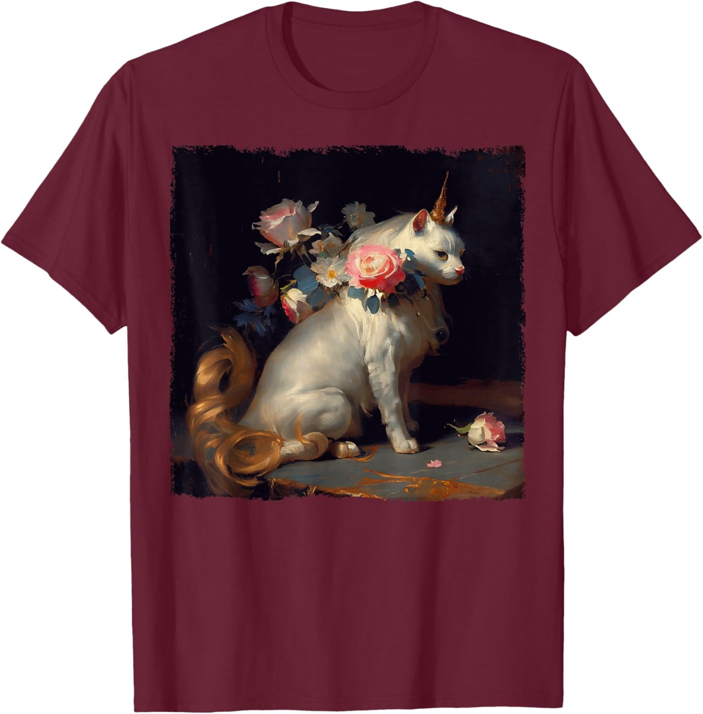 Funny Cat Unicorn Flower for Kids, Women, Men T-Shirt - T-Shirt | Maroon