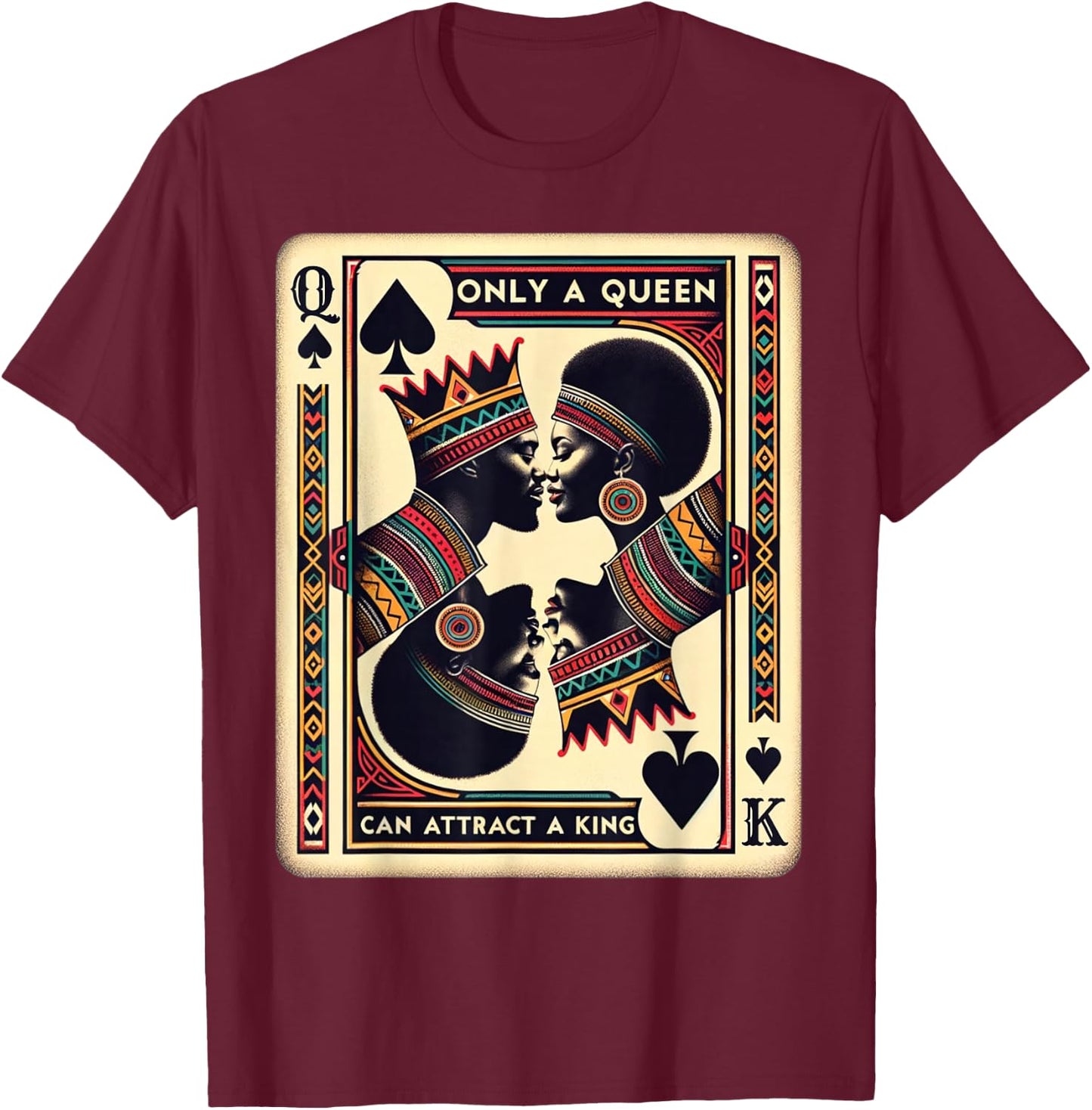 King & Queen Black Love African American Couples Marriage T-Shirt - T-Shirt | Maroon