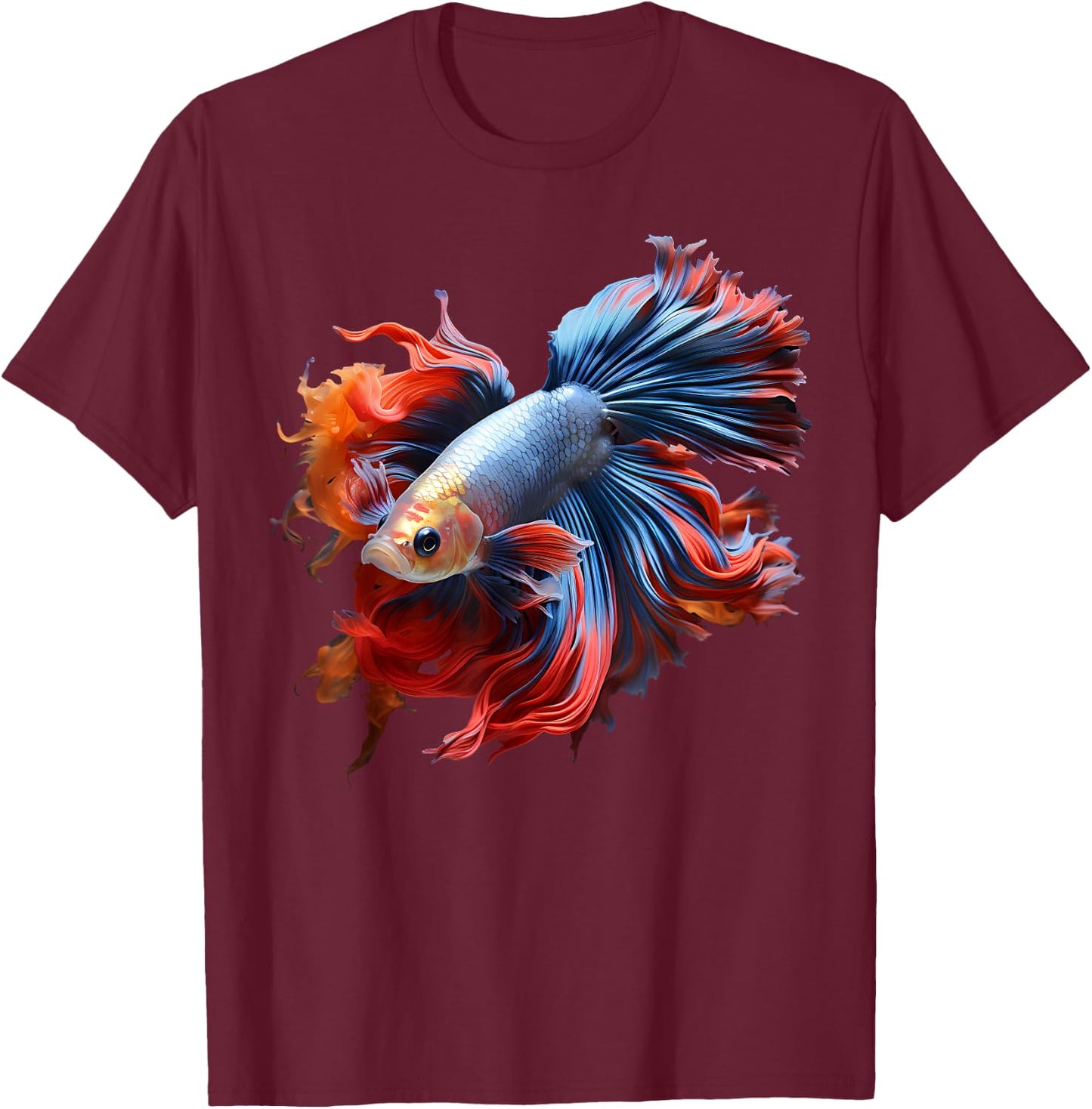 Colorful Fish Make Life Betta Fighting Fish Nano Aquarium T-Shirt - T-Shirt | Maroon