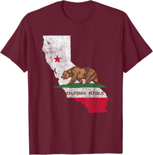 Vintage California Republic Flag CA USA State Patriot T-Shirt - T-Shirt | Maroon