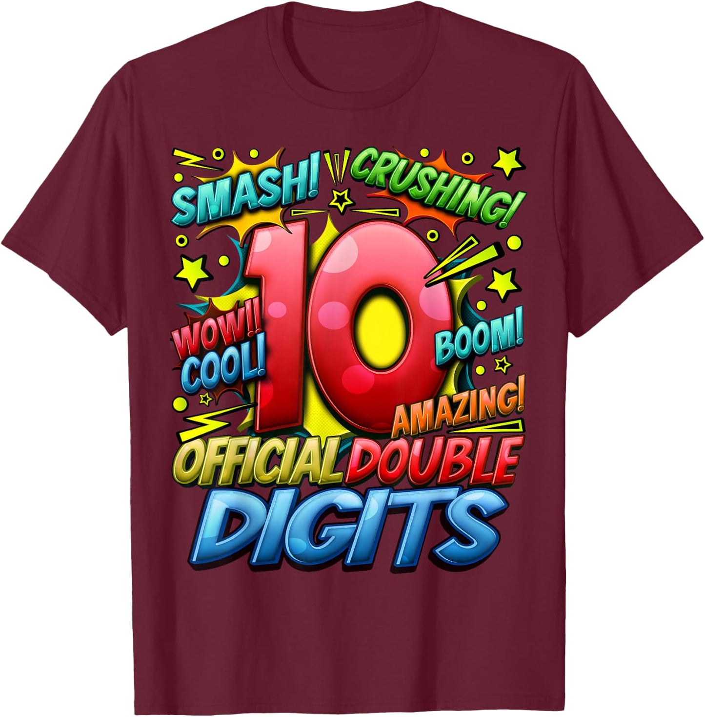 Official Double Digits 10th Birthday Awesome Since 2013 Boy T-Shirt - T-Shirt | Maroon