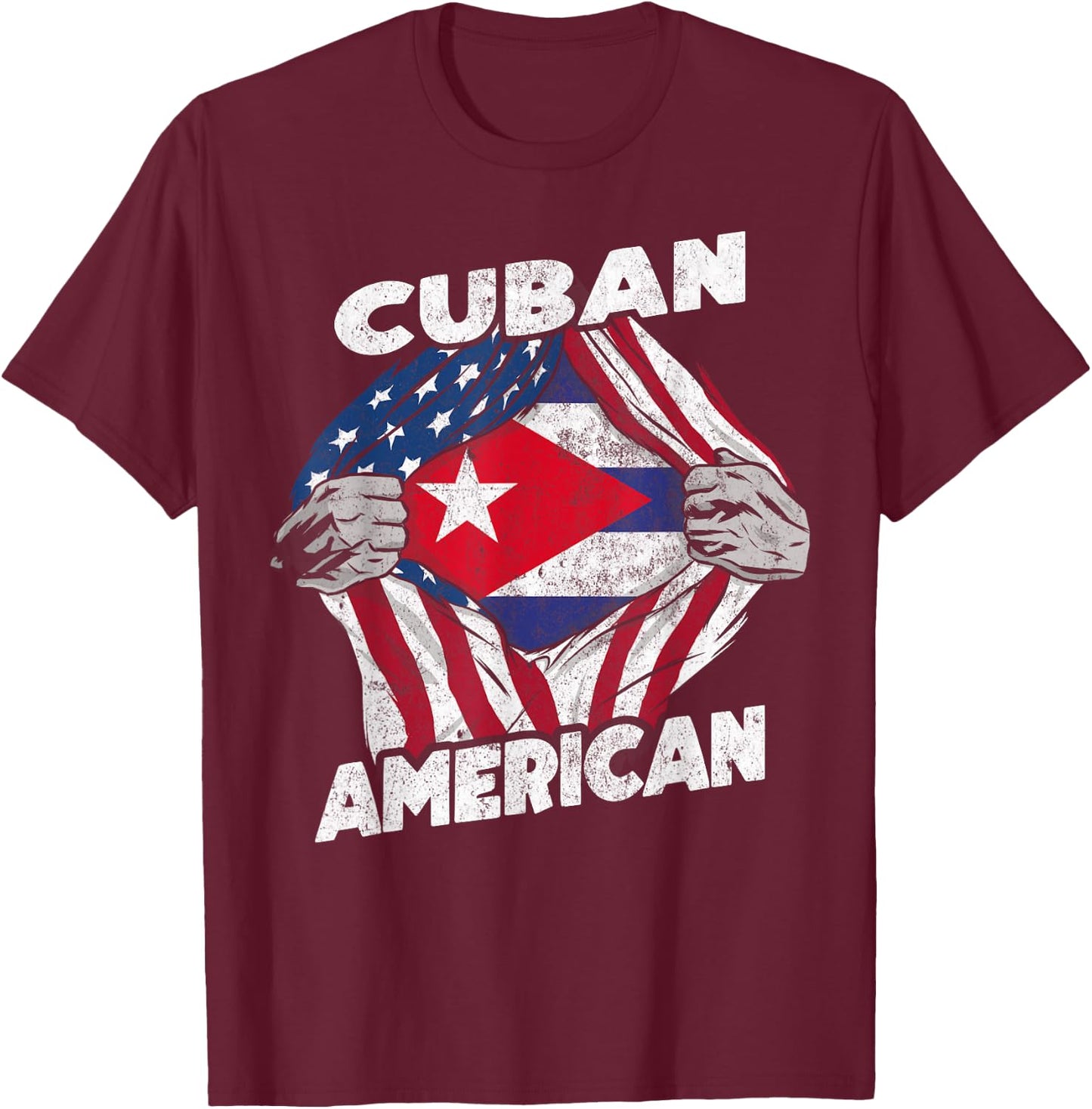 Cuban And American Flag Cuba Proud T-Shirt - T-Shirt | Maroon