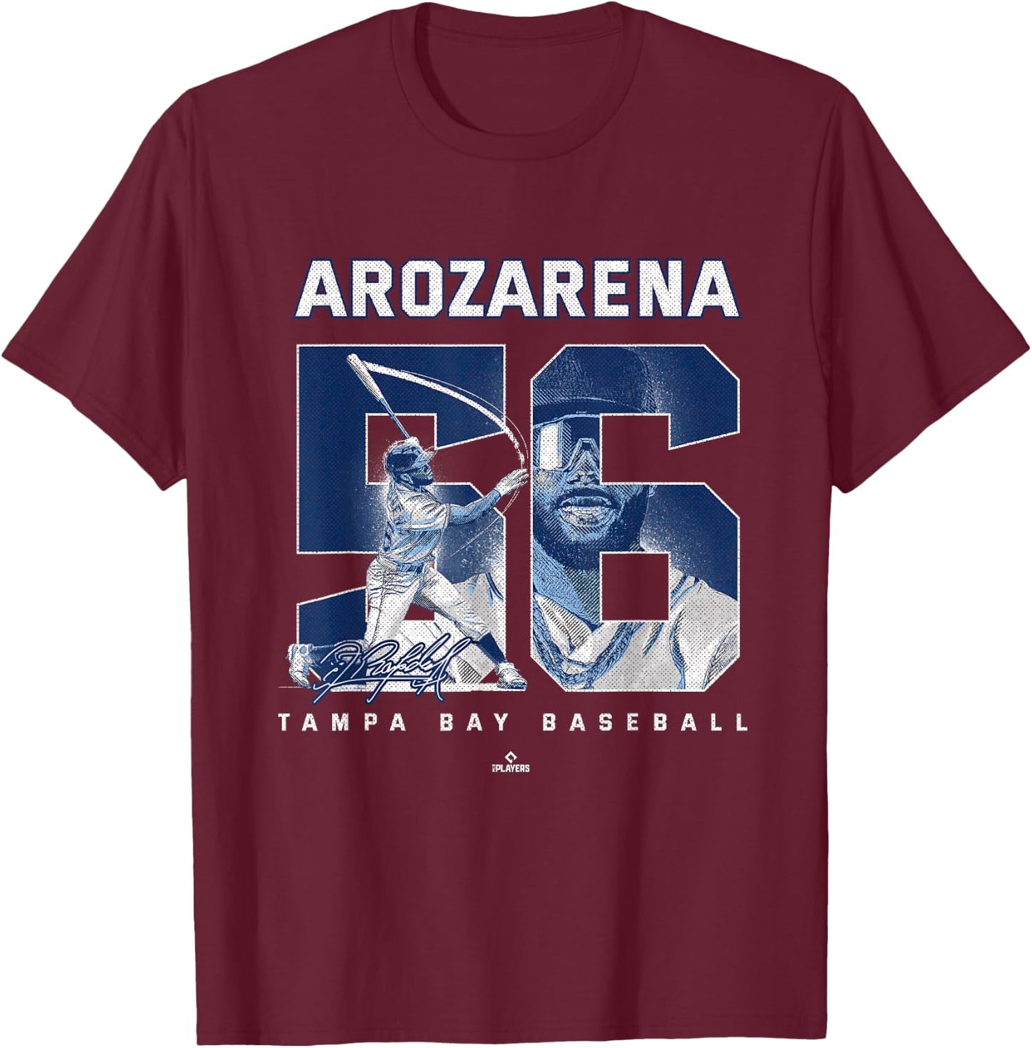 Number and Portrait Randy Arozarena Tampa Bay MLBPA T-Shirt - T-Shirt | Maroon