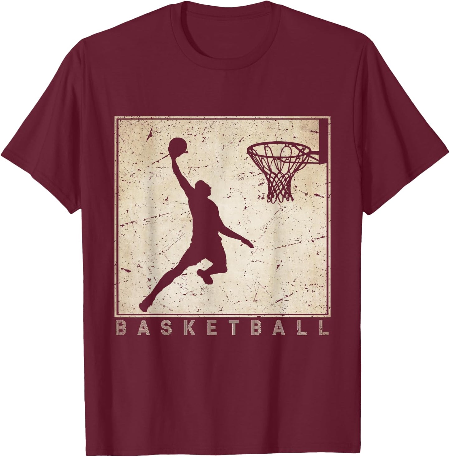 Retro Basketball for Basketball Players Basketball Clothing T-Shirt - T-Shirt | Maroon