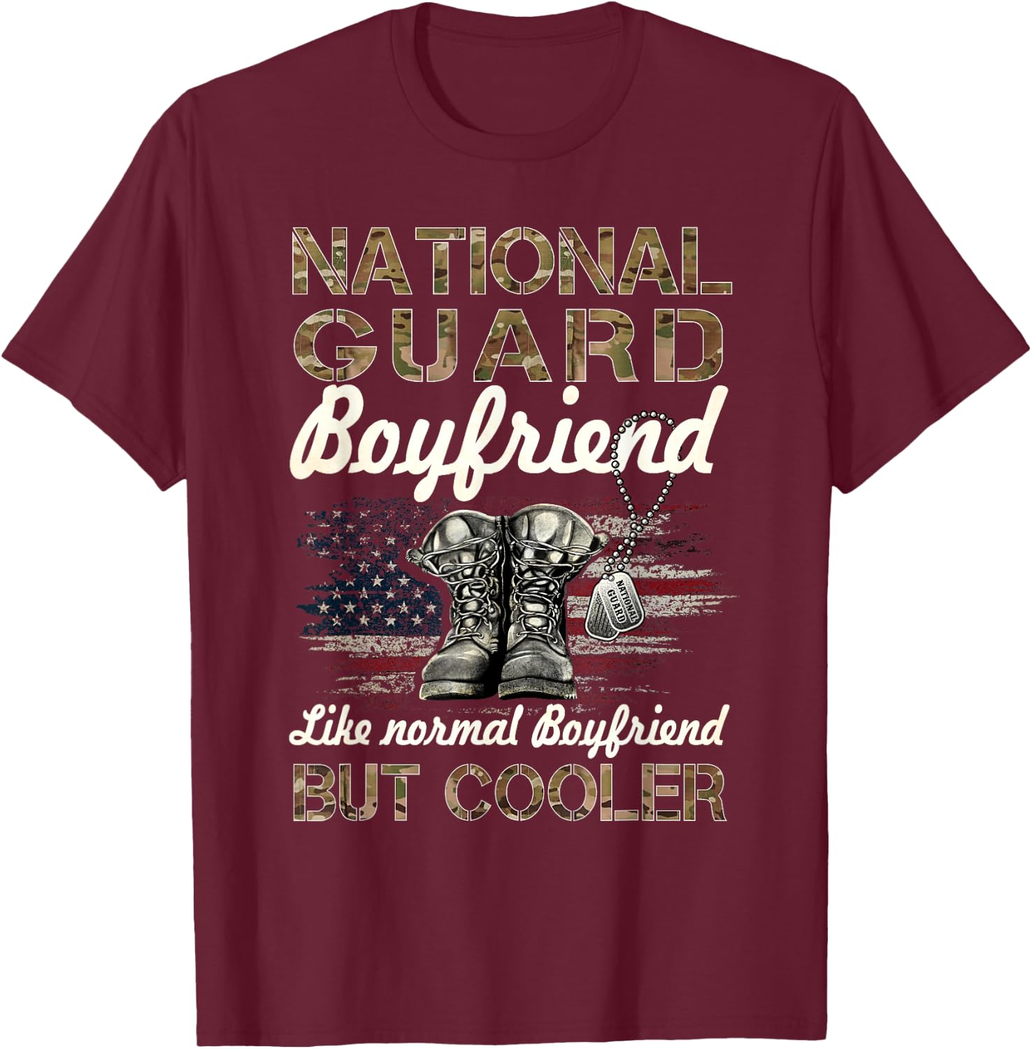 National Guard Boyfriend Proud Boyfriend Military Matching T-Shirt - T-Shirt | Maroon