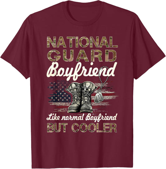 National Guard Boyfriend Proud Boyfriend Military Matching T-Shirt - T-Shirt | Maroon